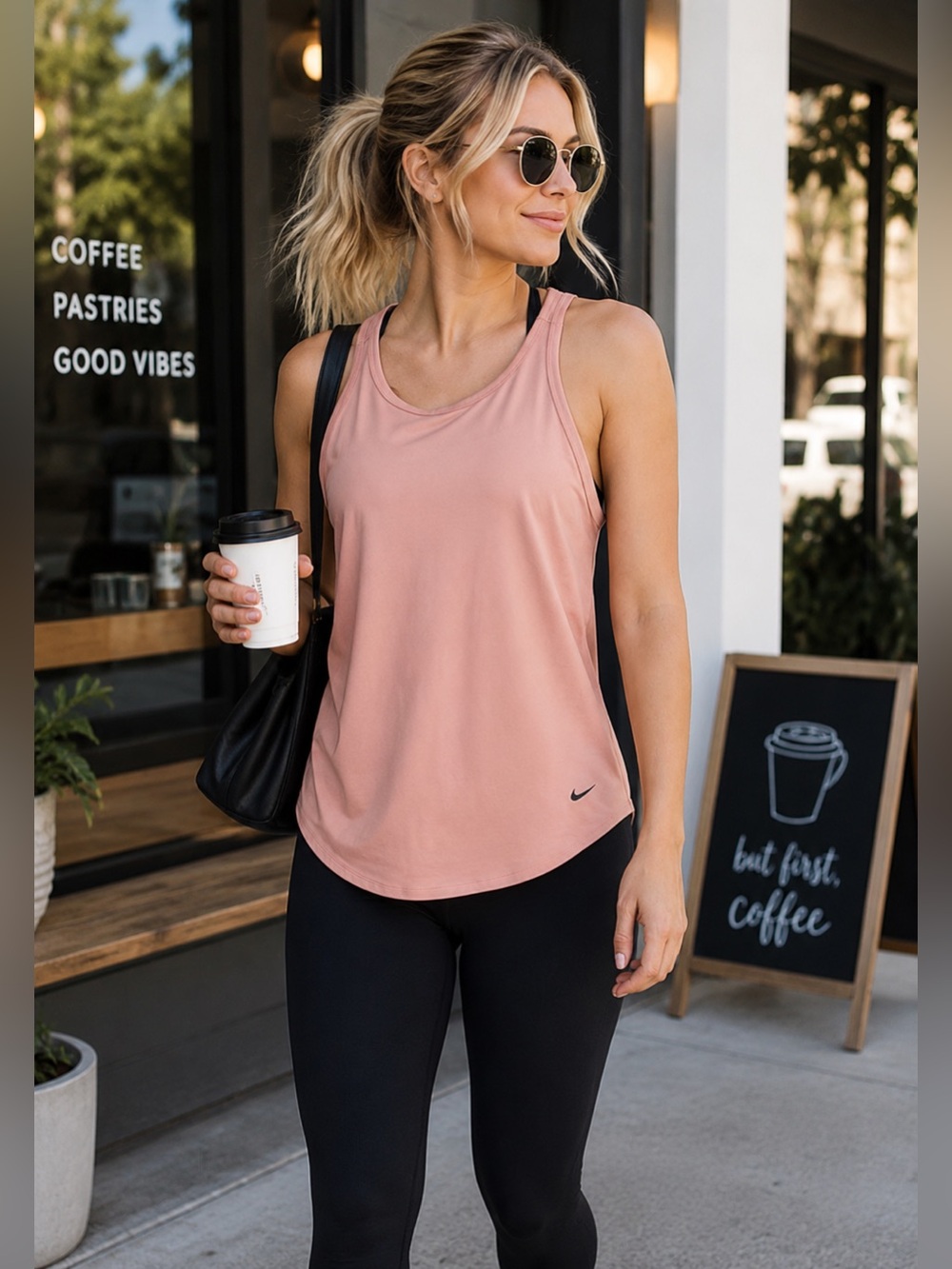✔️NIKE Women’s Peach Dri-Fit Studio Open Back Sleeveless Racerback Tank Top - S